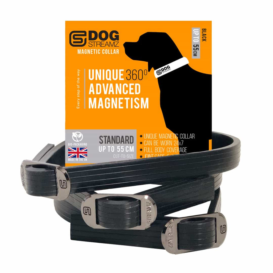 DOG Streamz magnetic dog collars for joint care and wellbeing. Highest rated as best magnetic dog collar on the market, 55cm collar.
