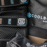 Close up of EQU StreamZ Coolboots with bag and cold packs.