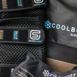 Close up of EQU StreamZ Coolboots with bag and cold packs.